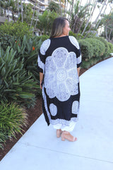 Bling Long Kaftan In Black & White