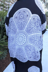 Bling Long Kaftan In Black & White