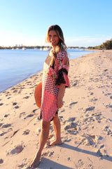 Santorini Shift Dress in Pink & Chocolate