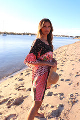 Santorini Shift Dress in Pink & Chocolate