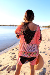 Santorini Shift Dress in Pink & Chocolate