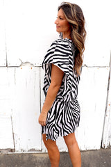 Holiday Dreaming Short Beach Dress/Top In Zebra Black