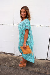 Island Holiday High Low Dress In Aquamarine