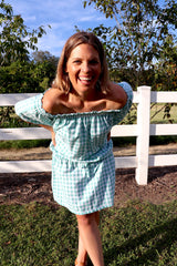 Holiday Dreaming Short Beach Dress/Top In Gingham Mint
