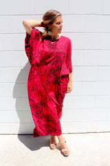 Long Kaftan In Red Animal