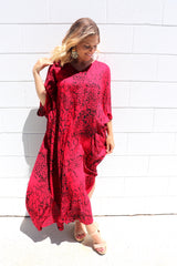 Long Kaftan In Red Animal