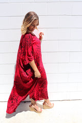 Long Kaftan In Red Animal