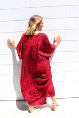 Long Kaftan In Red Animal