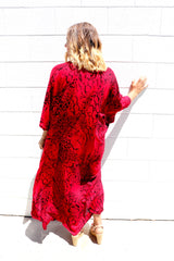 Long Kaftan In Red Animal