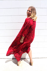 Long Kaftan In Red Animal