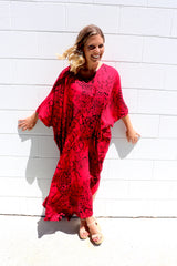 Long Kaftan In Red Animal