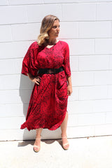 Long Kaftan In Red Animal