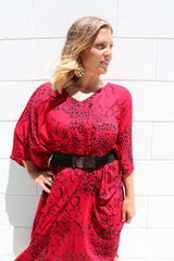 Long Kaftan In Red Animal