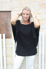 Wing On or off the Shoulders Top in Black