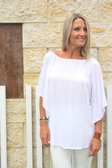 Wing On Or Off the Shoulders Top In White