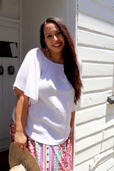 Wing On Or Off the Shoulders Top In White