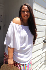 Wing On Or Off the Shoulders Top In White