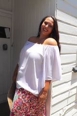 Wing On Or Off the Shoulders Top In White