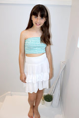 Ladies or Girls Ripple Effect Mini Skirt In White