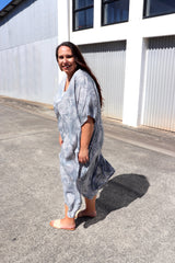 Long Kaftan In Grey Feathers