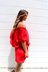 Holiday Dreaming Short Beach Dress/Top In Bright Red