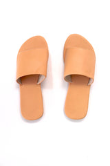 Plain Leather Slides In Skin