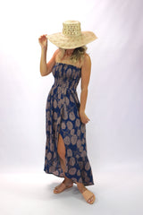 Florence Strapless Dress In Blue Tea