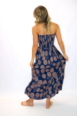 Florence Strapless Dress In Blue Tea