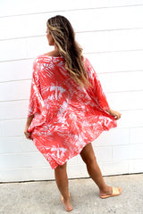 Short Kaftan in Tropic Coral