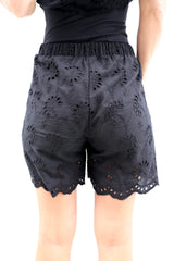 Anglaise Cotton Shorts in Black