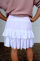 Ladies or Girls Ripple Effect Mini Skirt In White