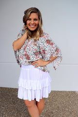 Ladies or Girls Ripple Effect Mini Skirt In White