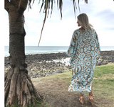 Long Kaftan - Blue/Taupe