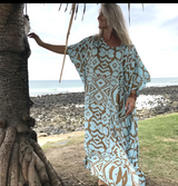Long Kaftan - Blue/Taupe