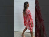 Short Kaftan in Tropic Coral