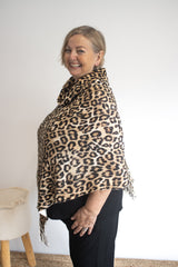 Snow Leopard Poncho with Tassels