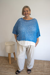 Travel Overlay Knit Top in Mykonos Blue