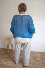 Travel Overlay Knit Top in Mykonos Blue