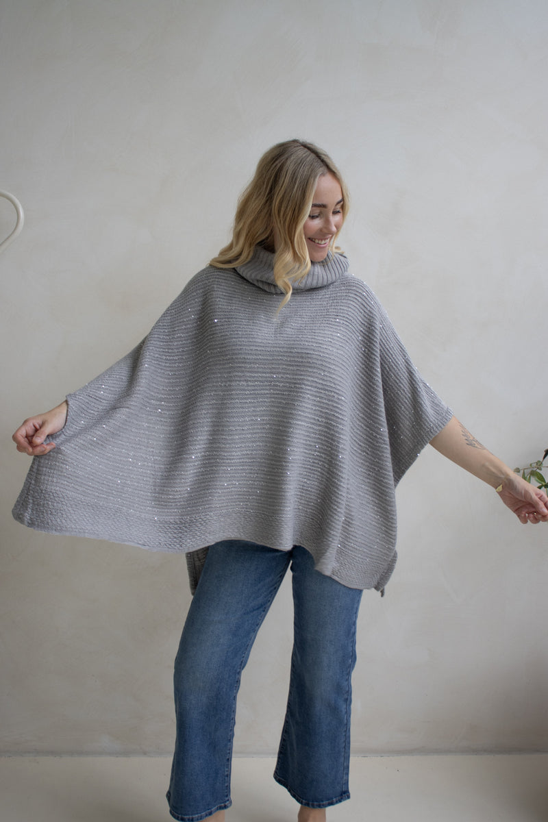 Milan Poncho in Grey Sparkle