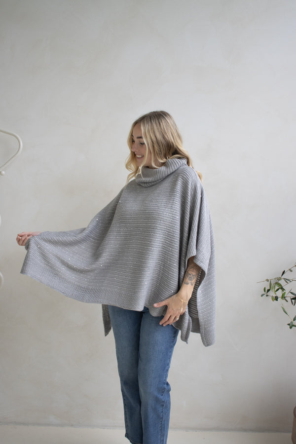 Milan Poncho in Grey Sparkle