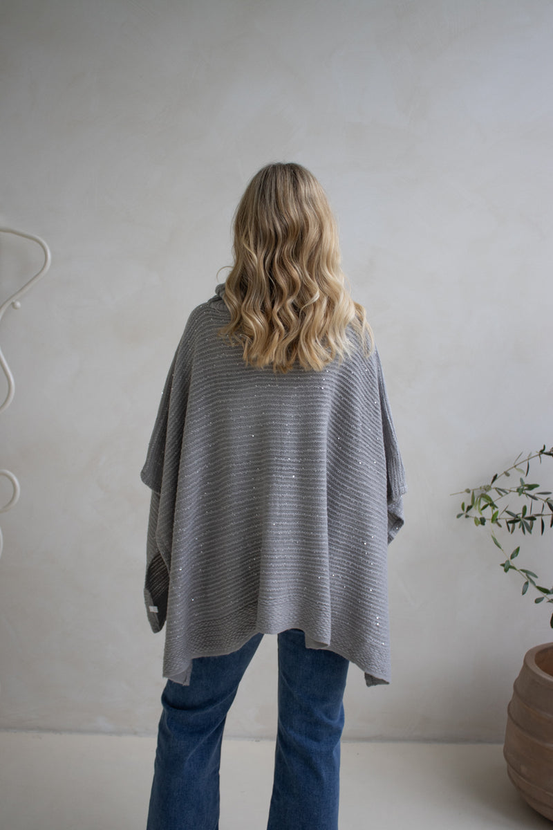 Milan Poncho in Grey Sparkle