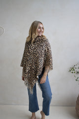 Snow Leopard Poncho with Tassels