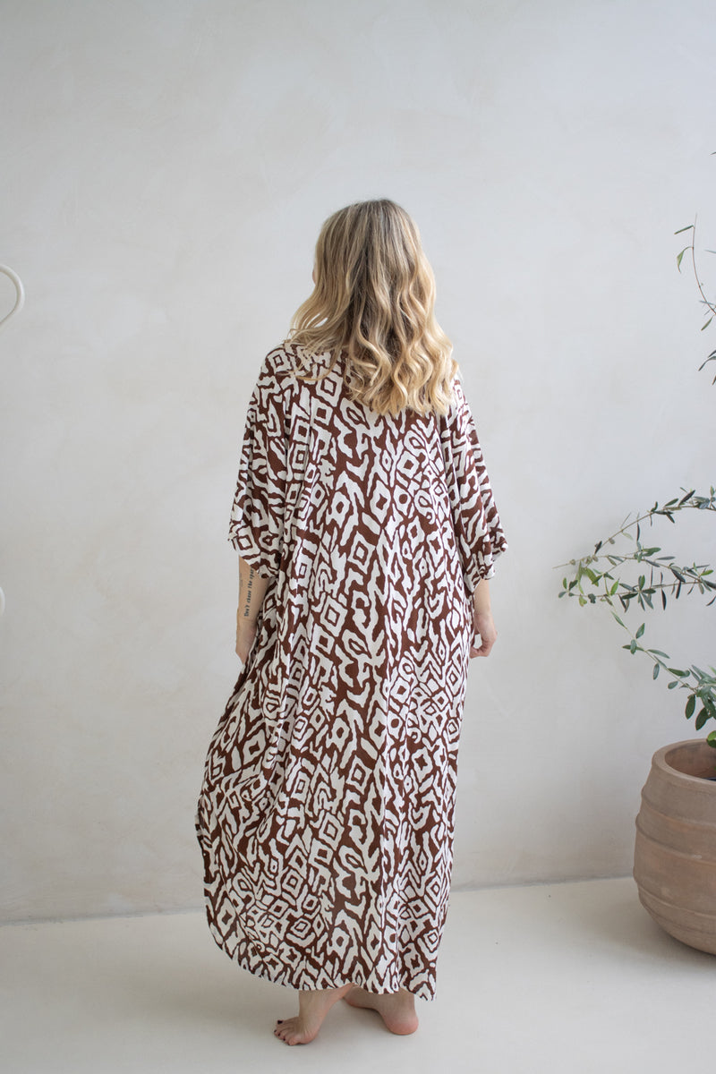 Long Kaftan In Mediterranean Chocolate