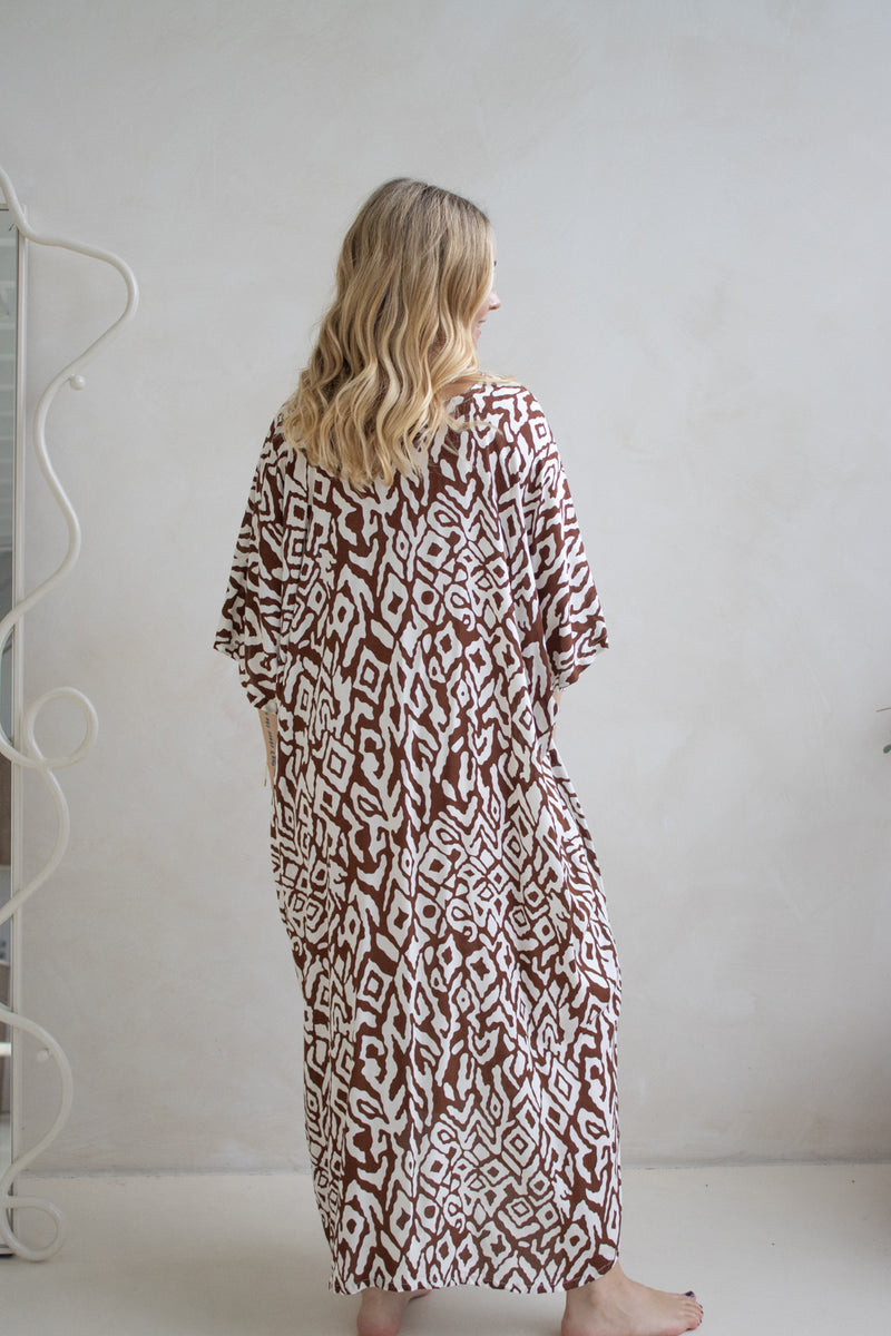 Long Kaftan In Mediterranean Chocolate
