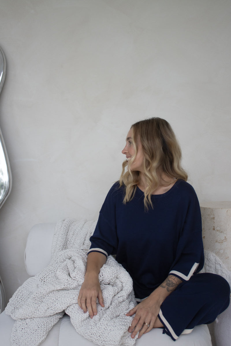 Elodie Knit Set in Navy
