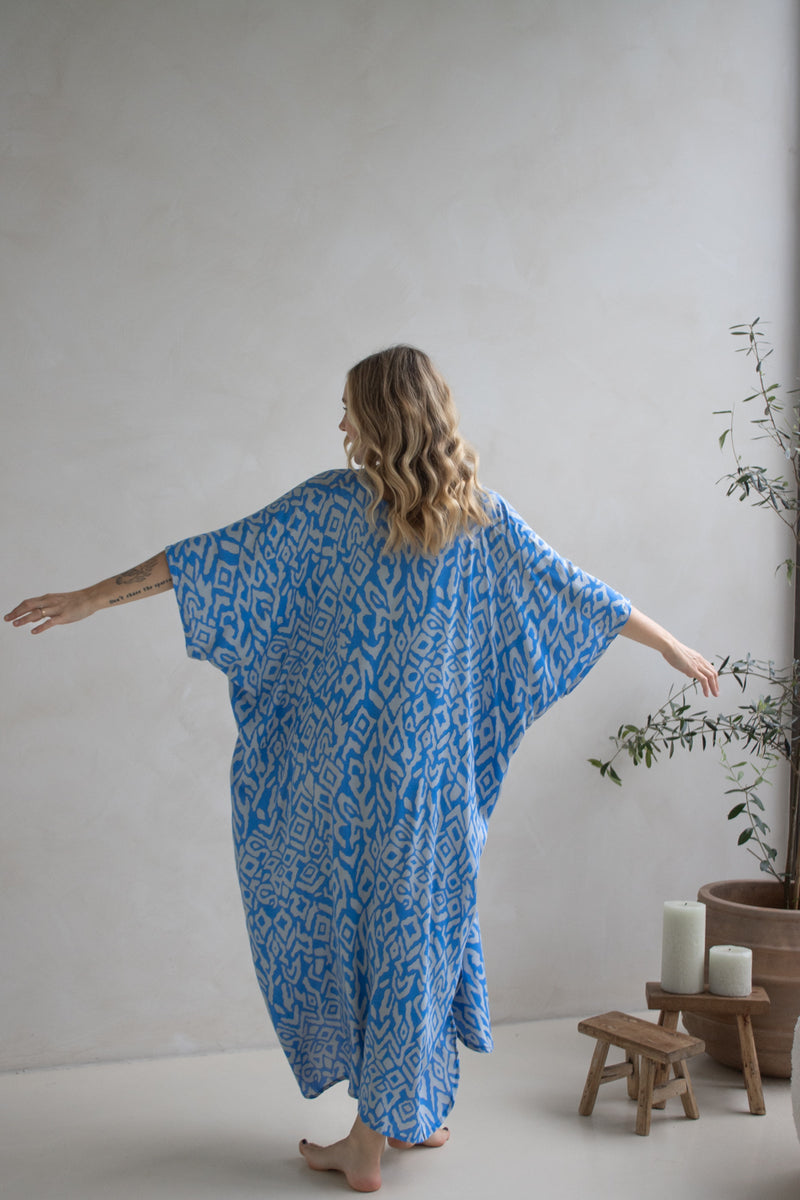 Long Kaftan In Mediterranean Blue
