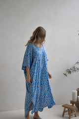 Long Kaftan In Mediterranean Blue