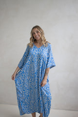 Long Kaftan In Mediterranean Blue