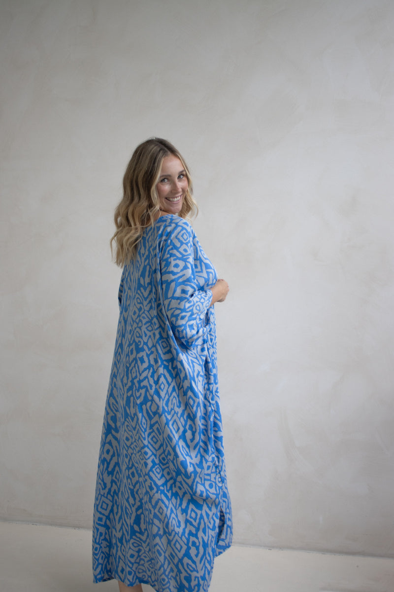 Long Kaftan In Mediterranean Blue