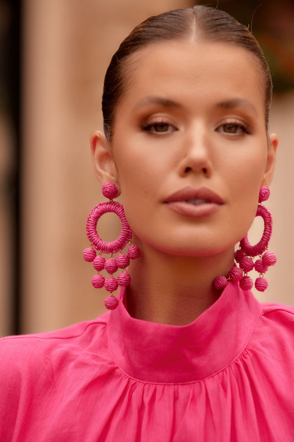Apollo Statement Droplet Earrings in Pink